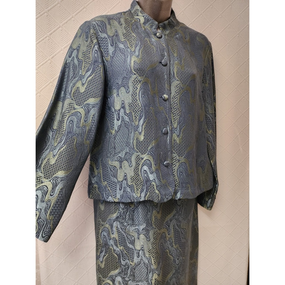 Citron Santa Monica S Two Piece Asian Inspired Silk Blend Jacket And Skirt